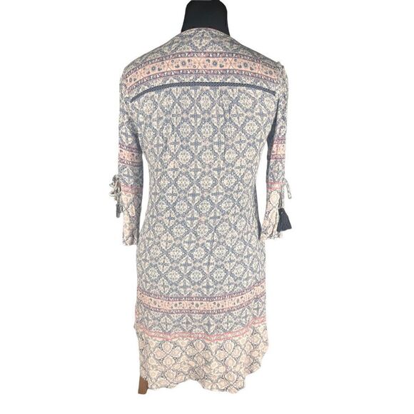 Knox rose boho bohemian blue pink geometric 3/4 sleeve lightweight medium - Picture 3 of 6